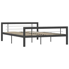 mewmewcat Giroletto con Struttura in Metallo Grigio e Bianco, giroletto in Metallo per Camera da Letto Stile Moderno Pratico Famiglia 212 x 147,5 x 65,5 cm