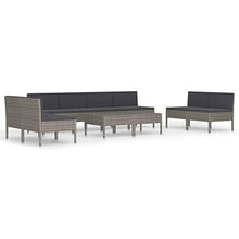 Tidyard Set 10 pz Divani da Giardino in Polyrattan Marrone/Grigio con Tavolino e Cuscini,Divano Modulare Esterno,Divano Angolare,Set Divani Modulari da Giardino per Esterno,Divano Compobibile