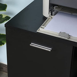 Vinsetto Armadietto Multifunzionale per l'Ufficio con Ruote a 360°, per Stampanti e Fascicoli, in Legno Nero 100x40x71cm