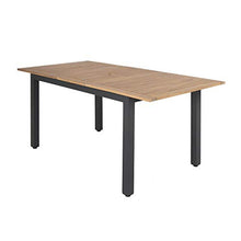 Unbekannt Ausziehtisch, Tischplatte aus FSC-zertifiziertem Akazienholz, Aluminiumgestell, 180-240 x 90 x 74-76,5 cm Tavolo, Nero