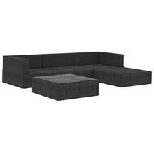 vidaXL Set Divani da Giardino 5 pz con Cuscini Foderati Lavabili Modulare Leggero Elegante Arredi da Esterno in Polyrattan Nero Telaio in Acciaio