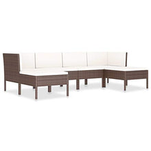 Festnight 6 pz Set Divano da Giardino, Salotto da Giardino con Cuscini, Divani Modulari da Esterno, Divano da Giardino, in Polyrattan Grigio