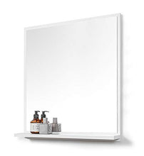 DOMTECH Specchio da bagno grande con ripiano, bianco, 60 x 70 cm