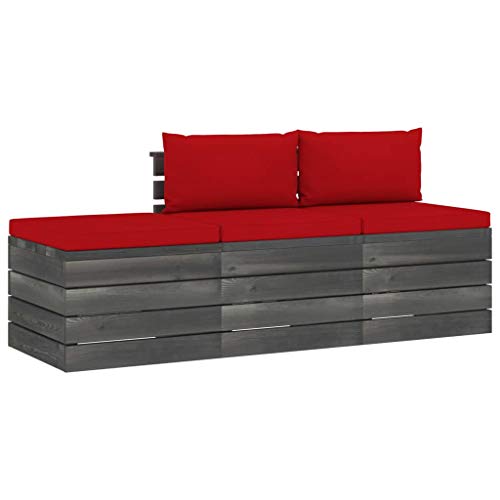 FAMIROSA Set Divani da Giardino su Pallet 3 pz con Cuscini Massello Pino-1761