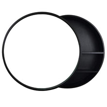 Specchio Contenitore per Bagno Specchio in Legno Massello con Ripiano Specchio per Trucco Mobile Pensile A Parete Tondo, Sinistra E Destra Push-Pull (Color : Black, Size : 50cm/19.7inches)