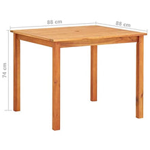 vidaXL Legno Massello di Acacia Tavolo da Giardino Elegante Robusto Rustico con Foro Ombrellone Mobile Tavola da Pranzo Arredo Esterni 90x90x74 cm