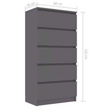 FAMIROSA Credenza con Cassetti Grigia 60x35x121 cm in Truciolato
