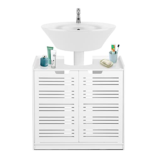 Dioche Armadietto da bagno, mobiletto per la casa, moderno, a doppia porta, per bagno, con cassetto, 60 x 30 x 60 cm