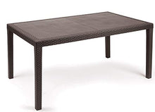 Dmora Tavolo Rettangolare da Esterno, Struttura in Resina Dura Effetto Rattan, Made in Italy, 150 x 90 x 72 cm, Color Marrone