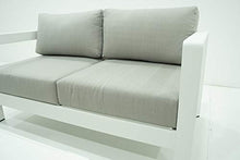 Set Salotto da Giardino Divano 2 Poltrone e Tavolino in Alluminio Estia Bianco