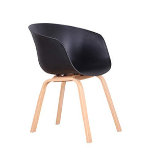 Sedie da pranzo da cucina con braccioli Design ergonomico Sedie da scrivania per ufficio a casa per sala da pranzo Soggiorno Mobili per la casa Sedia da gioco Set di 2/4/6 (Black - Wooden Legs)