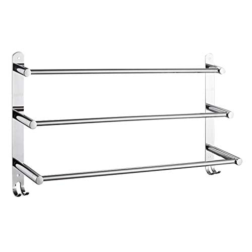 Xiaoli Bagno Portasciugamani Moderna Tre Bar portasciugamani 304 in Acciaio Inox Bagno Portasciugamani Parete Bagno Supporto del tovagliolo con Ganci Porta Asciugamani (Dimensione : 50cm)