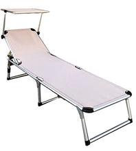 Stiliac Sedia sdraio da giardino prendisole pieghevole relax con tettuccio in alluminio, trasportabile grazie a 2 maniglie, BEIGE