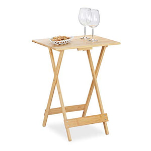 Relaxdays Tavolino Pieghevole in bambù, Arredamento Salvaspazio per Salotto, Balcone & Terrazza, Tavolo Home, Naturale, 1 pz