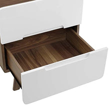 Modway Origin - Comodino moderno a 2 cassetti per camera da letto, stile contemporaneo, metà secolo, Bianco noce