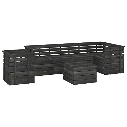 vidaXL Set Divani da Giardino su Pallet 7 pz Legno Pino Grigio Scuro