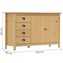 vidaXL Credenza Hill Madia Mobile Armadietto Armadio Mobiletto Alto Portaoggetti Cassa Cassapanca Marrone Miele 130x40x80 cm in Legno di Pino