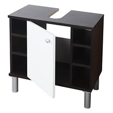 RICOO WM100-EB-W Mobile Bagno 60x54x32cm Mobiletto sotto-lavabo Armadio salvaspazio Arredamento Copricolonna Legno Rovere Marrone Porta Bianca