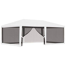 Festnight Tendone per Feste con 4 Pareti in Rete 2,5x2,5 m/4x6 m Impermeabile Protezione UV Tenda Giardino Sagre Eventi Mercati Esterno Bianco Gazebo con Zanzariera