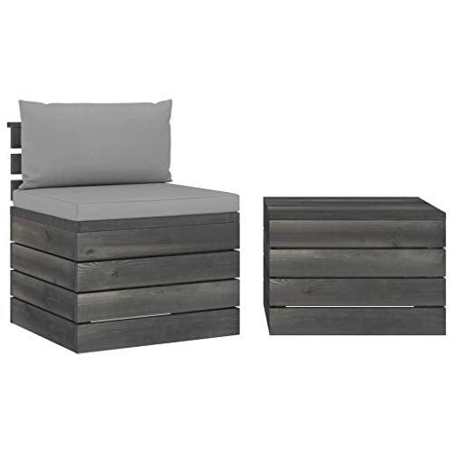 FAMIROSA Set Divani da Giardino su Pallet 2 pz con Cuscini Massello Pino-1660
