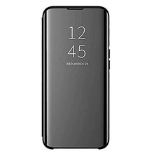 Nadoli Custodia per Samsung Galaxy A72,Chiaro Specchio Stand Protezione Libro Portafoglio Cover Custodia in Pelle Difficile PC Copertura,Nero