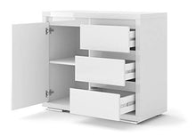 BIM Furniture - Comò Nordic Bianco I credenza Highboard, finitura lucida, colore: Bianco
