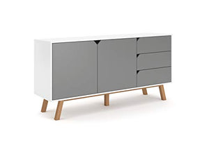 3xEliving Cassettiera moderna Gazan 2D, bianco opaco/grigio