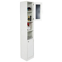 Mobiletto da bagno a colonna con specchio, Mobiletto a colonna per bagno indipendente Cassettone bianco, 28,8 x 29,8 x 179,5 cm