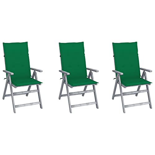 vidaXL Sedie da Giardino Reclinabili 3 pz con Cuscini Massello Acacia