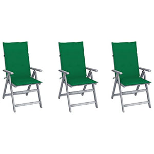 vidaXL Sedie da Giardino Reclinabili 3 pz con Cuscini Massello Acacia
