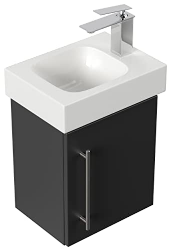 Mobile bagno con lavabo Geberit Icon 38cm a destra nero satinato