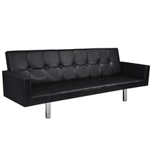Festnight - Divano Letto Regolabile a 3 Posti in Ecopelle/Pelle Artificiale Bainco/Nero con bracciolo da Salotto/Soggiorno
