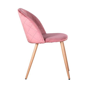 BenyLed Set di 6 Sedie Imbottite per Sala da Pranzo, con Schienale in Morbido Velluto e Gambe Regolabili in Metallo, Colore: Rosa