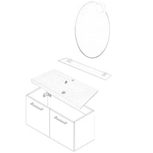 Fackelmann Set di mobili da bagno marroni, 5 pezzi Lima con lavabo sospeso in ghisa 80 cm & specchio da bagno & ripiano in vetro