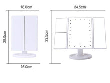 Specchio per il trucco, Specchio per ingrandimenti trittico con 22 LED, Specchio Illuminato 3X 2X con Touch Screen, Doppio Alimentatore, ruotabile di 180 Gradi (Colore : Nero)