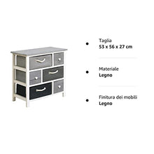 Rebecca Mobili Cassettiera 6 cassetti, mobile multiuso moderno, legno vimini, bianco grigio, per camera e bagno - Misure: 53 x 56 x 27 cm (HxLxP) - Art. RE4326