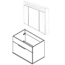 FACKELMANN Set di mobili da bagno Kara 3 pezzi, 80 cm, bianco con lavabo in ceramica e armadietto a specchio a LED