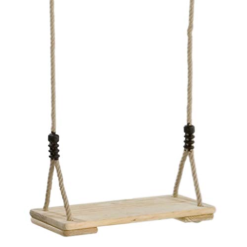 YShop Sedile da Altalena in Pino, Amaca for Parco Giochi e Giardino all'aperto pensile Classico in Legno - Regolabile in Altezza, con Gancio a Molla e Cinghia di Collegamento