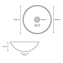 ECD Germany Lavabo da Appoggio in Ceramica Bianco Lucido Rotondo Ø 400 x 147 mm Design Moderno Tondo Ovale Lavandino Lavello Lavamano Bacinella Rubinetteria Sanitari per Bagno Toilette Casa Bidet