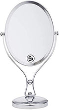 LBWARMB Trucco Specchio con luci Trucco Desktop Mirror ingrandimento 1x e 5X 360 ° Ruota-Simple Desktop Doppio Specchio for Bagno Camera da Letto rasatura Specchio d'Argento