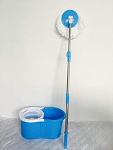 SSAYY Spray Mop Spin Mop con Secchio Doppie Teste per Mop Manico per Mop Estensibile Blu per Riporlo Facilmente