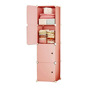 Locker Armadio Armadio Rimovibili di Plastica Noleggio Scaffali Abbigliamento Home Camera A 4 Strati Dormitorio Rosa MUMUJIN (Size : 39X47X111CM)