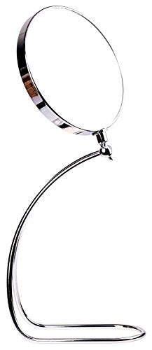 HIMRY® Doppia Faccia Specchi da Trucco a forma di C, Ingranditori 10X Con Piedistallo ø 20 cm, 8 Pollici Specchio da Tavolo, Specchio Bagno per Trucco e Rasatura, Specchi per radersi, Specchio cosmetico, Argento, cromato, KXD3109-10x