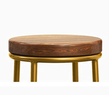 SZQ-Sgabelli da Bar Ferro Battuto di Legno Solido Sgabello, Round Restaurant Cafe Reception Sgabello Retro Style Stabile Pranzo Sgabello Sedia da Bar (Color : C, Size : 75CM)
