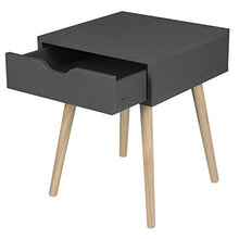 EUGAD 2X Comodino con Cassetto Tavolino Piccolo da Salotto Moderno Gambe in Legno Organizzatore da Letto Grigio Scuro 0080ZZ-2