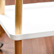 YIN YIN Carrello per Ripiani Carrello con ripiano, ripiano for Camera da Letto Mobile in Legno di bambù Mobile Mobile Flessibile con Carrello da Viaggio, Bianco, 50X35X59CM Carrello a rulli