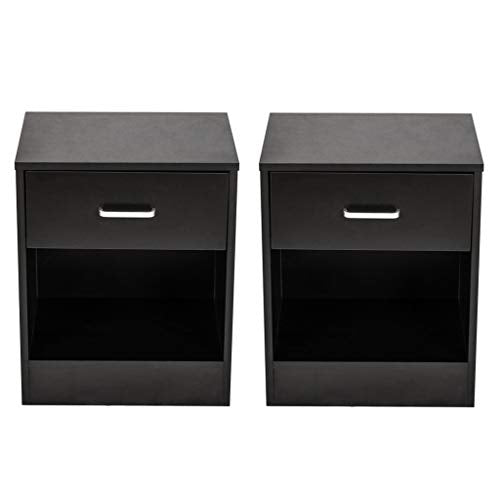 Yyqx Comodino Comodino 2X Comodino con cassetto Mobili Camera Comodino Bagagli Nero Comodini Letto