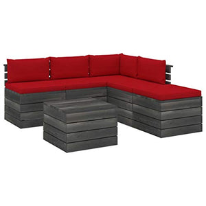 FAMIROSA Set Divani da Giardino su Pallet 6 pz con Cuscini Massello Pino-1929