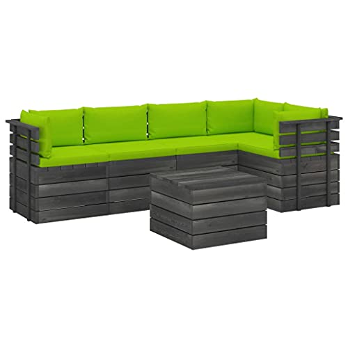 vidaXL Set Divani da Giardino su Pallet 6 pz con Cuscini Massello Pino