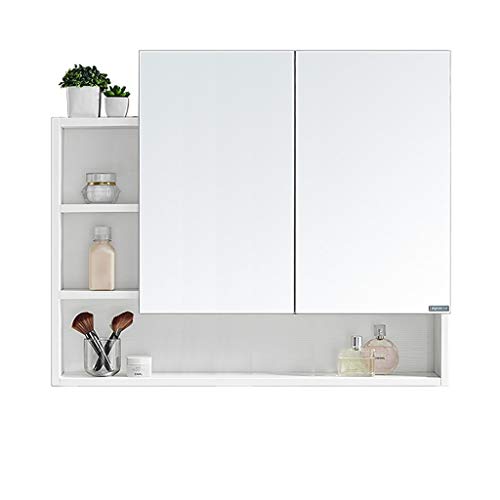 Sink armadietto dei medicinali Mobile a Specchio Mobile da Bagno a Parete Box Specchio Impermeabile Specchio con mensola (Color : Bianca, Size : 80 * 13.5 * 75cm)
